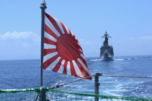 Japanese Navy Ships with Japanese Flag